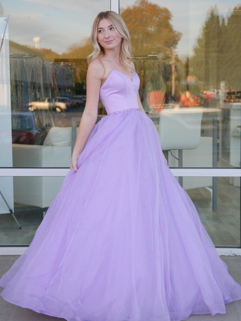 Strapless Open Back Purple Long Prom Dresses, Open Back Lavender Forma Shiny Party Strapless Open Back Purple Long Prom Dresses, Open Back Lavender Forma Shiny Party