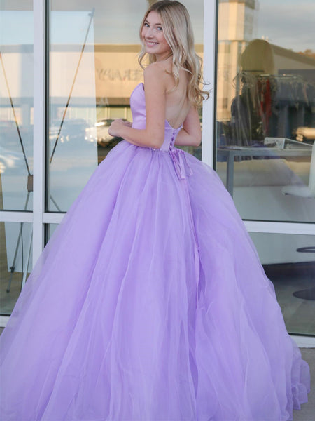 Strapless Open Back Purple Long Prom Dresses, Open Back Lavender Formal Dresses, Lilac Evening Dresses SP2147