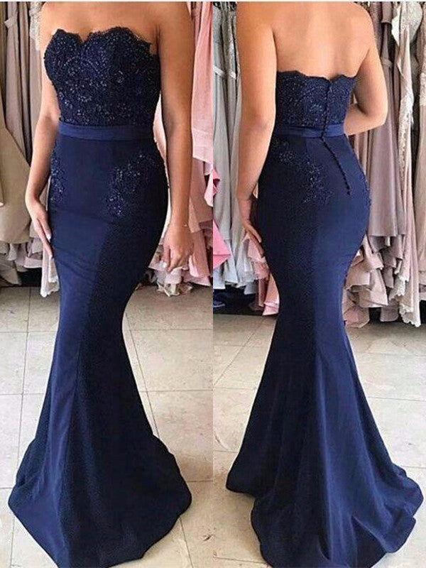Sweetheart Neck Backless Mermaid Navy Blue Prom Dresses, Mermaid Navy Blue Bridesmaid Dresses, Formal Dresses Sweetheart Neck Backless Mermaid Navy Blue Prom Dresses, Mermaid Navy Blue Bridesmaid Dresses, Formal Dresses