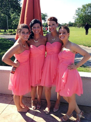 Sweetheart Neck Coral Prom Dresses, Coral Bridesmaid Dresses, Coral Graduation Dress Homecoming Dresses,