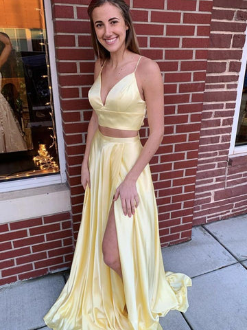 Two Pieces Prom Dresses Tagged "yellow prom dress" Shiny Party Two Pieces Prom Dresses Tagged "yellow prom dress" Shiny Party