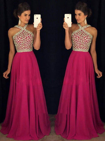 Unique Beaded Rose Red Prom Dresses, Rose Red Formal Dresses, Prom Gown