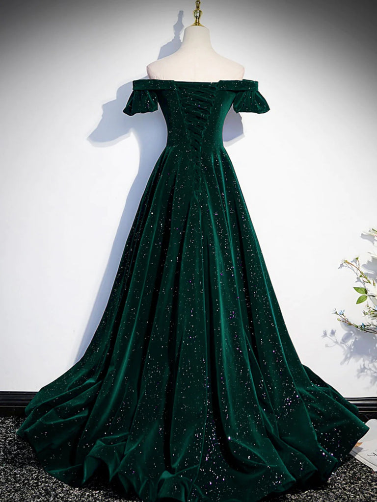 V Neck Off Shoulder Green/Black/Burgundy Velvet Long Prom Dresses, Green/Black/Burgundy Velvet Formal Graduation Evening Dresses SP2648 V Neck Off Shoulder Green/Black/Burgundy Velvet Long Prom Dresses, Green/Black/Burgundy Velvet Formal Graduation Evening Dresses SP2648
