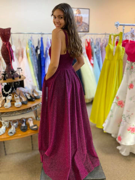 V Neck Open Back Purple Long Prom Dresses, V Neck Purple Formal Dresses, Purple Evening Dresses SP2332