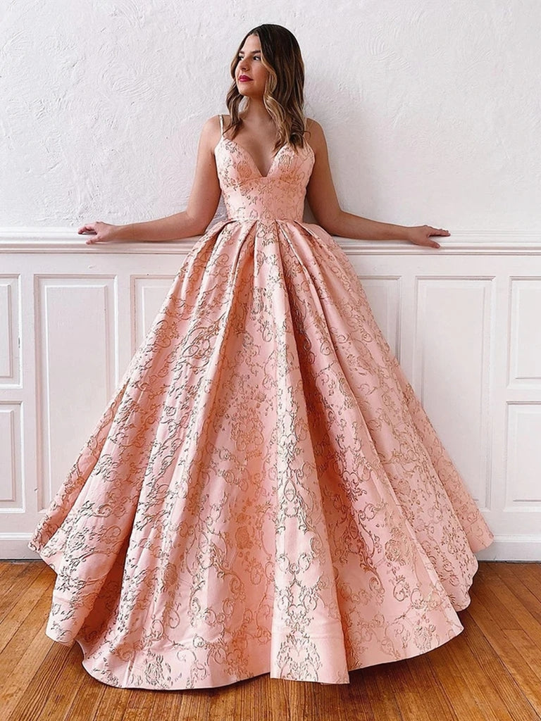V Neck Backless Pink Lace Prom Dresses with Corset Back, Pink Lace Formal Dresses, Lace Evening Dresses, Pink Ball Gown V Neck Backless Pink Lace Prom Dresses with Corset Back, Pink Lace Formal Dresses, Lace Evening Dresses, Pink Ball Gown