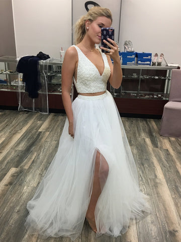 Two Pieces Homecoming Dresses Tagged "white prom dress" Shiny Party Two Pieces Homecoming Dresses Tagged "white prom dress" Shiny Party