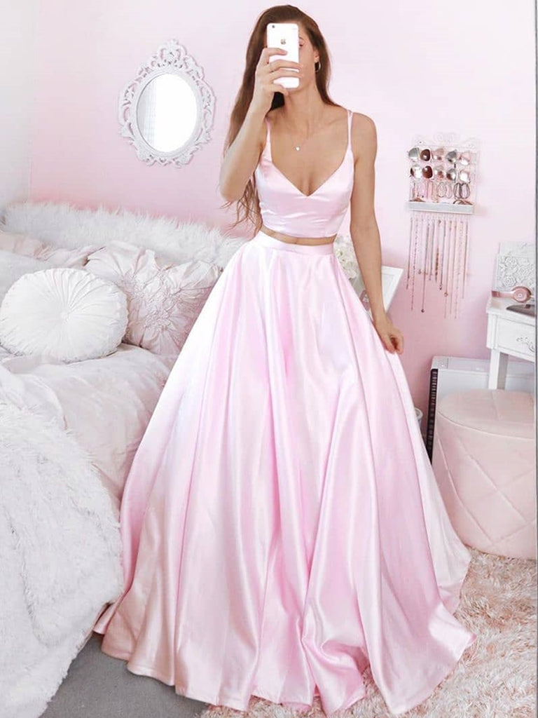 Simple Pink Sweetheart Strapless Wedding Dress Ball Gown | LizProm