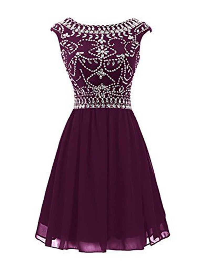 A Line Round Neck Short Prom Dresses, Short Graduation Dresses, Homeco Shiny Party A Line Round Neck Short Prom Dresses, Short Graduation Dresses, Homeco Shiny Party