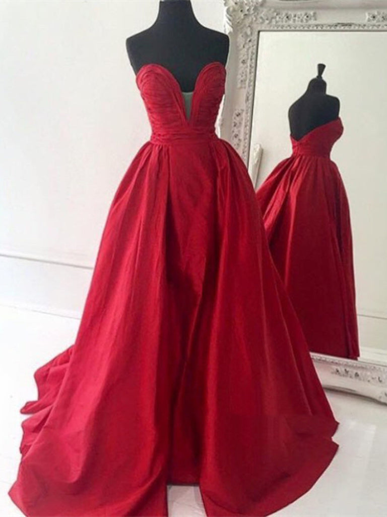 Custom Made Sweetheart Neck Red Ball Gown, Red Prom Dress, Red Formal Dress