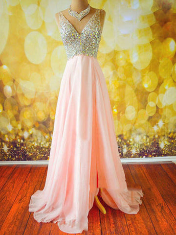 A Line V Neck Floor Length Prom Dress, Long Formal Dress, Evening Dress