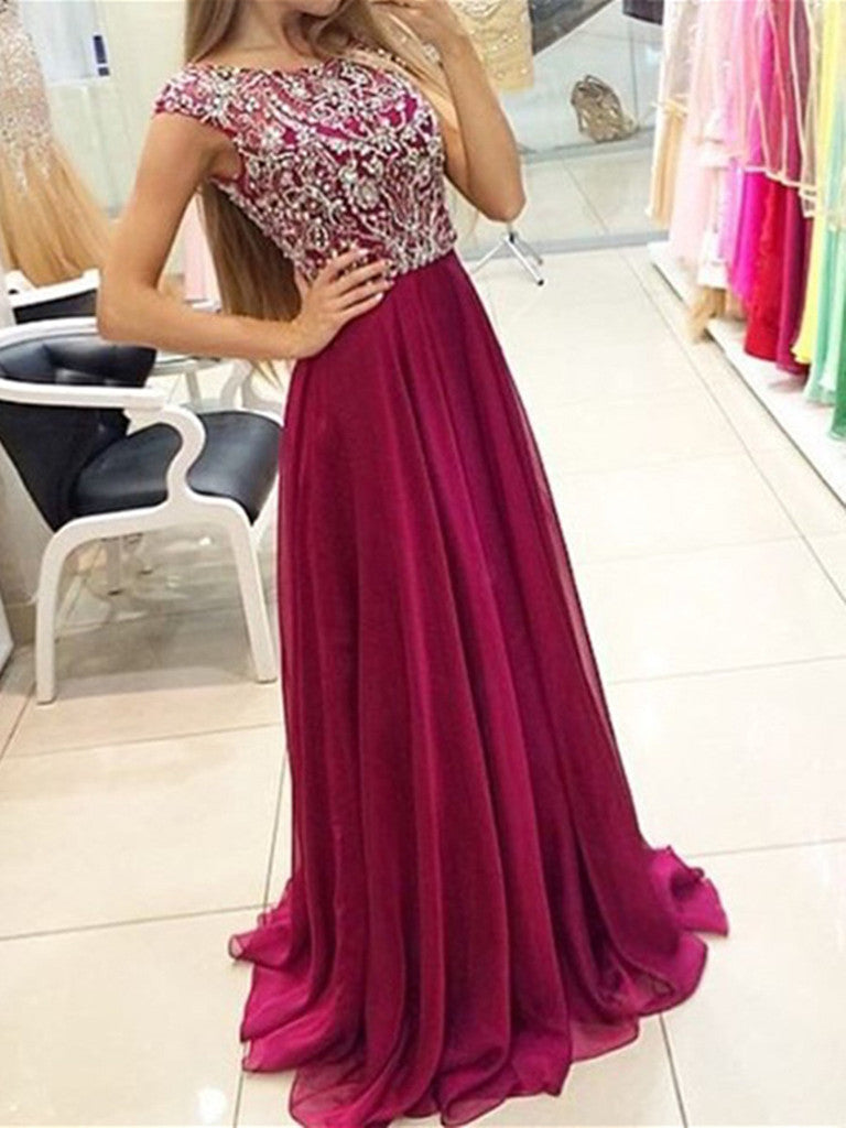 Custom Made A Line Round Neck Long Prom Dresses, Long Formal Dresses, Shiny Party Custom Made A Line Round Neck Long Prom Dresses, Long Formal Dresses, Shiny Party