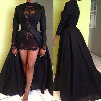 Custom Made Black Lace Prom Dresses, Black Lace Party Dresses