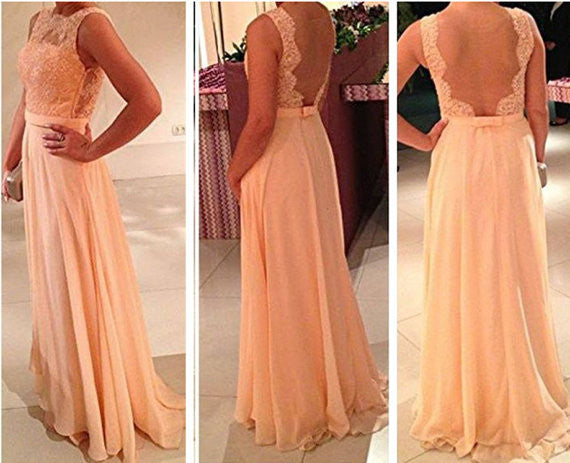 Custom Made A Line Long Lace Prom Dresses, Lace Bridesmaid Dresses, Long Lace Formal Dresses