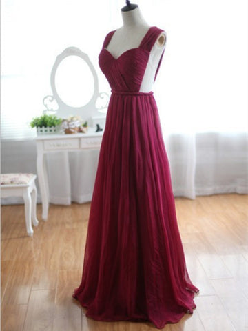 Custom Made Wine Red Burgundy Chiffon Bridesmaid Dress/Prom Dress