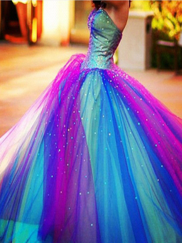 Custom Made Colorful Floor Length Long Prom Dresses, Colorful Formal Dresses