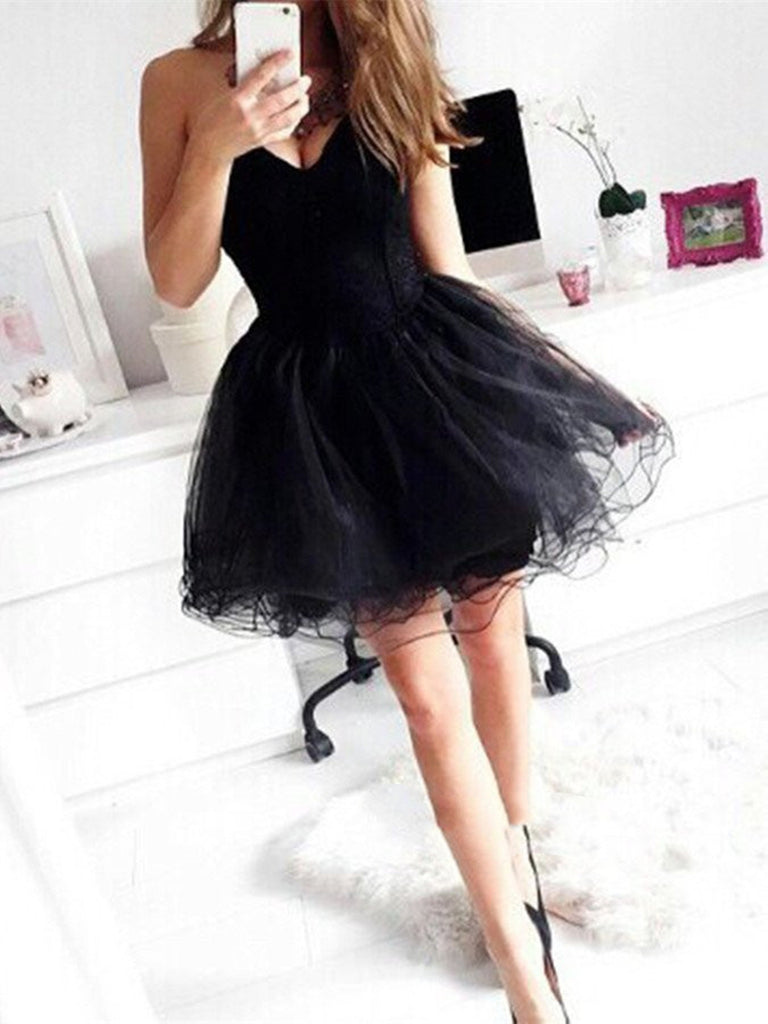Custom Made Black Short Prom Dresses, Short Black Homecoming Dresses/ Shiny Party Custom Made Black Short Prom Dresses, Short Black Homecoming Dresses/ Shiny Party